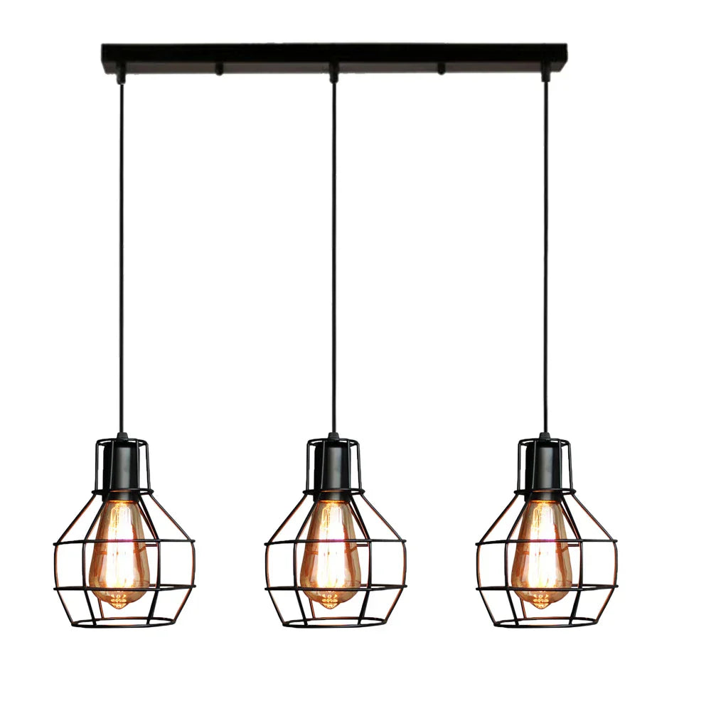 Modern Black Cage LED Pendant Light for Home & Commercial Lighting
