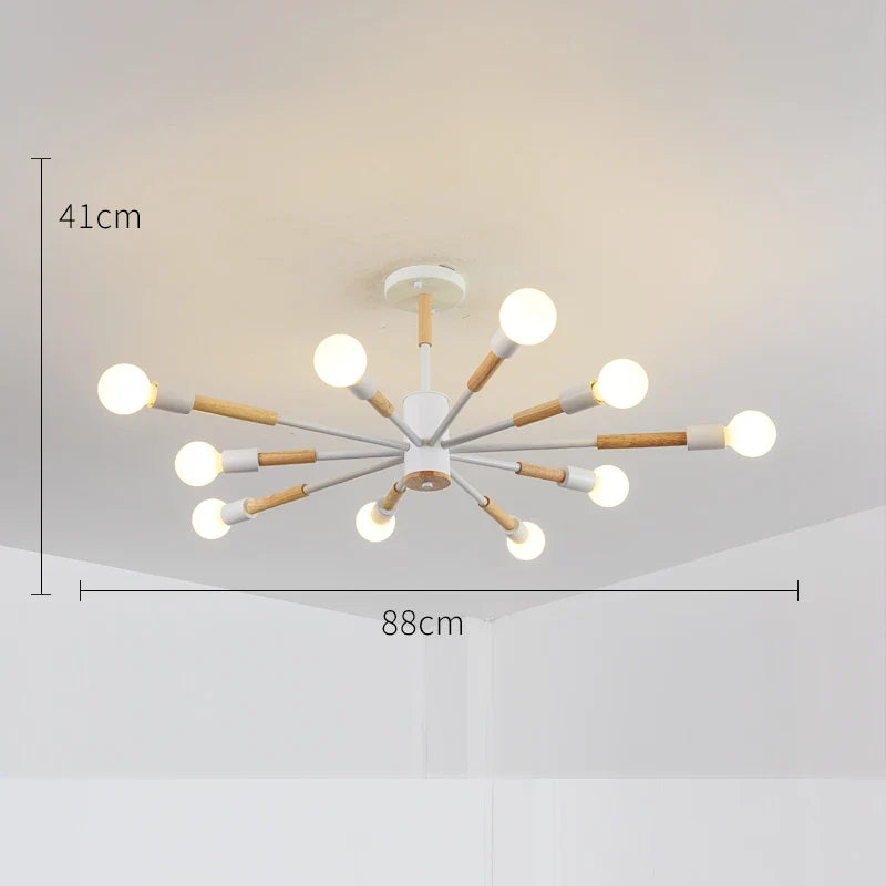 LED Wooden Ceiling Lights w/ E27 Bulb for Modern Livingroom & Bedroom