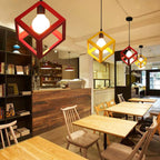 Geometric Cube Pendant Lights Trio Metal Shades Square Ceiling Lamps