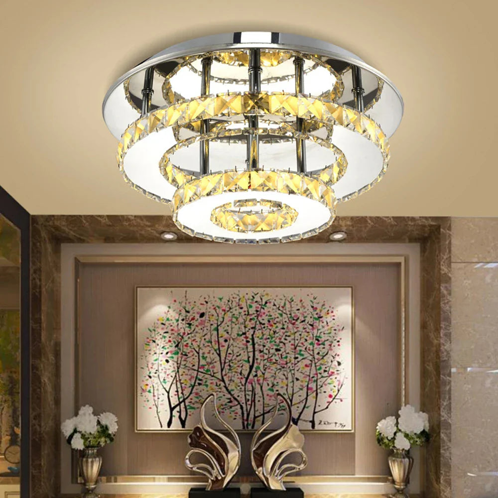 Stainless Steel LED Crystal Chandeliers: Elegant Lighting Fixture for Home Decor