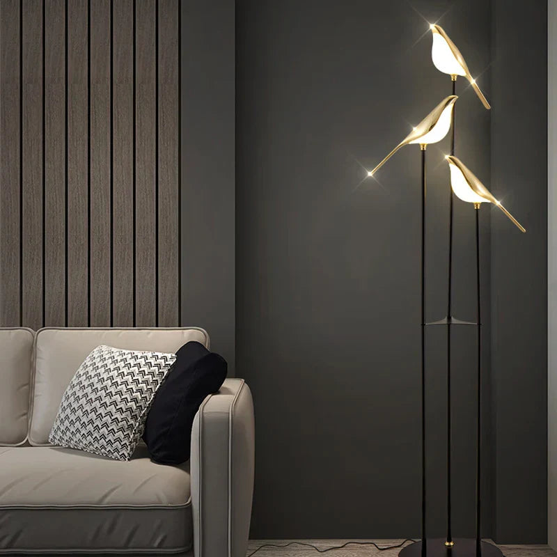 Luxury Bird Floor Lamp: Postmodern LED Golden Garden Study Living Room Lighting