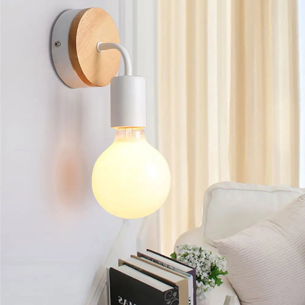 Modern Nordic Wooden Sconce Wall Lamp Indoor Home Light Fixture