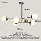 Modern Glass Ball LED Chandelier for Living Room, Dining Room, Study & Ceiling Lighting