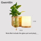 Nordic Wood Glass Wall Lamp LED DIY Plant Sconce Modern Luminaire