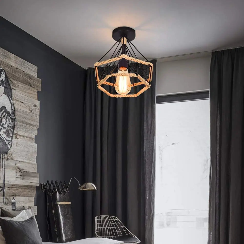 Diamond Cage Iron Pendant Light for Living Dining Bedroom