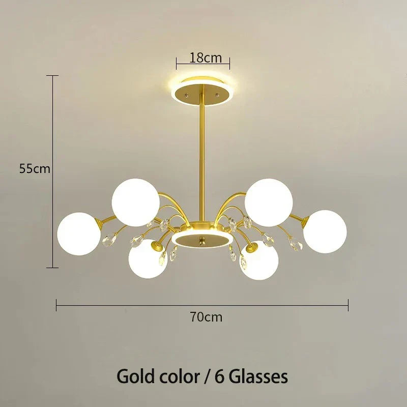 Nordic Crystal Glass Chandelier with E27 Lamp Holder for Livingroom Bedroom Diningroom by Afralia™