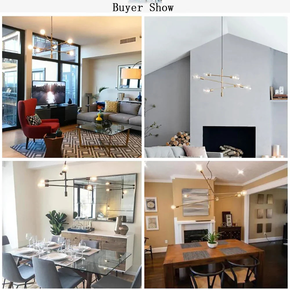 Nordic Pendant Light Pole Art Decor Hanging Lamp E27 LED Living Room Fixture