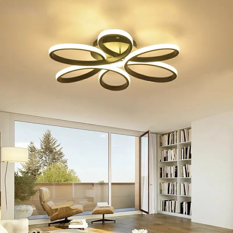 LED Ceiling Chandelier: Remote Control Modern Aluminum Bedroom Living Room Lamp