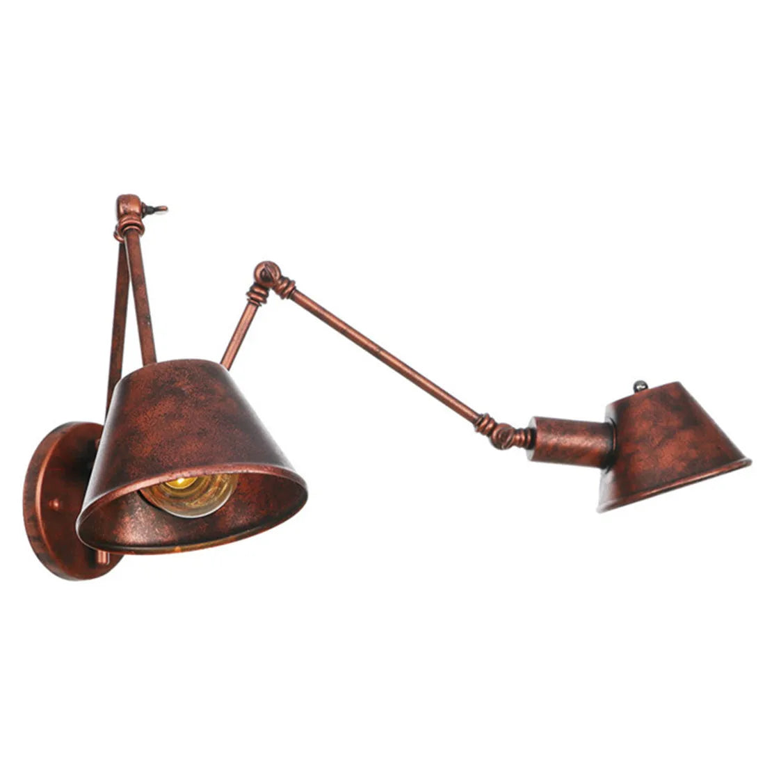 Long Swing Arm Rust Wall Lamp for Bathroom Sconce - Adjustable E27 Lights