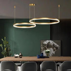 Modern LED Chandelier Brushed Rings Ceiling Mounted Lighting in Black & Coffee