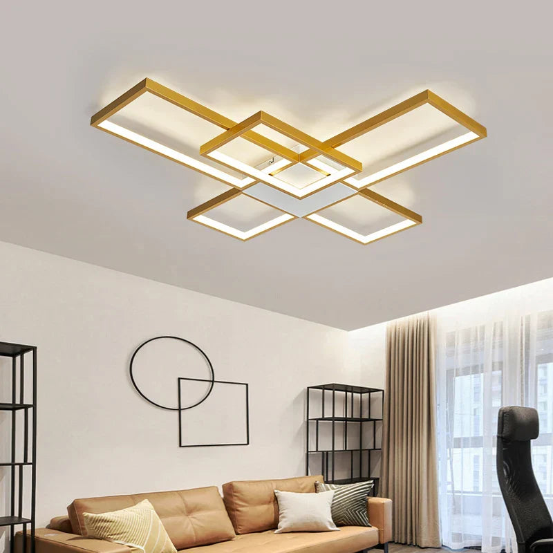 Nordic Modern Dimmable LED Ceiling Light in Black/Gold for Living Room and Bedroom