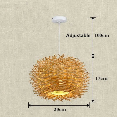 Rattan Wicker Bird Nest Chandelier - Modern Handmade Suspension Lighting