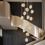 Modern Golden Round Acrylic Stair Chandelier by - Elegant Designer Lighting for Home