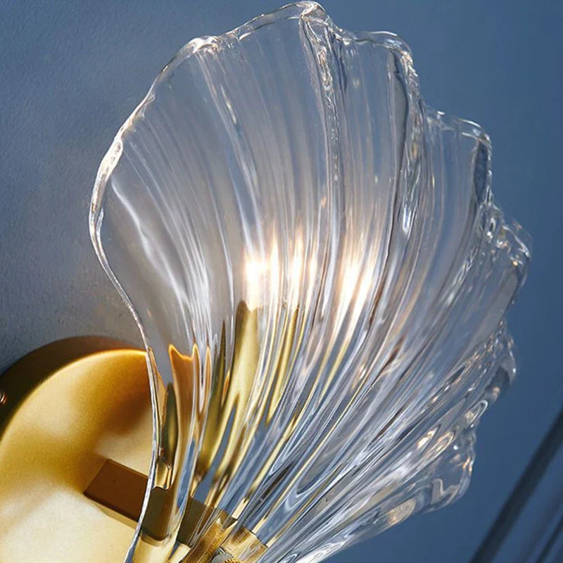 Nordic Shell LED Glass Wall Lamp for Bedroom, Living Room, Aisle - Elegant Lighting