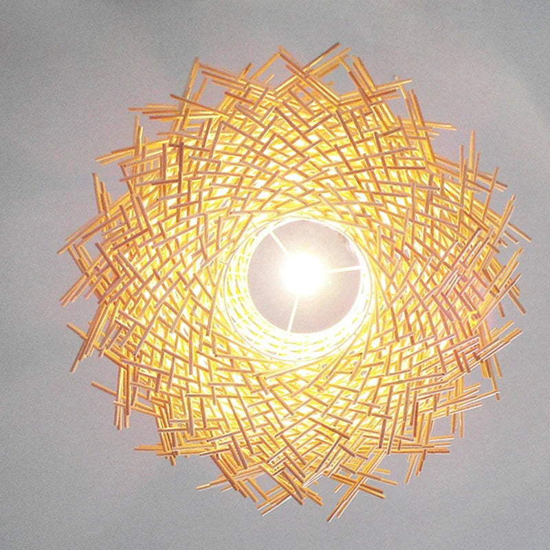 Rattan Wicker Bird Nest Chandelier - Modern Handmade Suspension Lighting