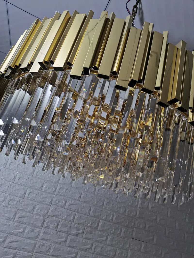 Gold Metal Crystal Chandelier Pendant with G9 Led Bulb