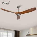 60" Industrial Wooden Ceiling Fans Remote Control Ventilateur De Plafond