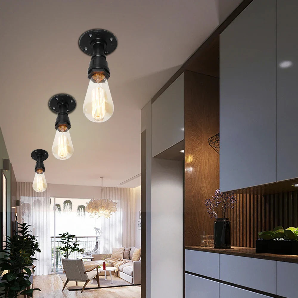 Vintage Industrial Water Pipe Wall Light Sconces for Home Decor