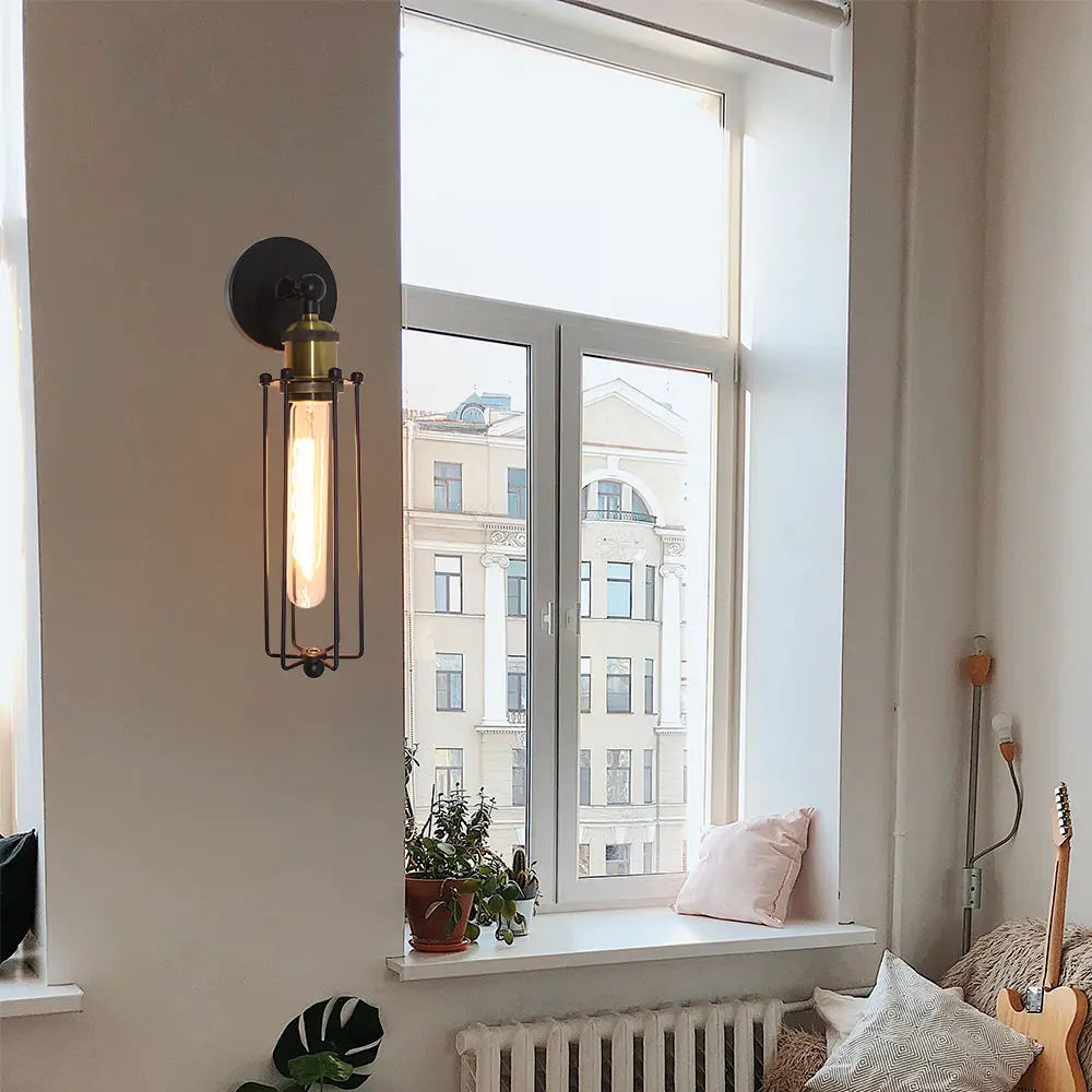 Vintage Industrial LED Wall Light Cage Guard Sconce E27 Iron Lamp Shade Loft Wall Lamps