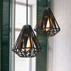Vintage Industrial Chandelier Lamp, Black Iron Pendant Light for Kitchen Bedroom