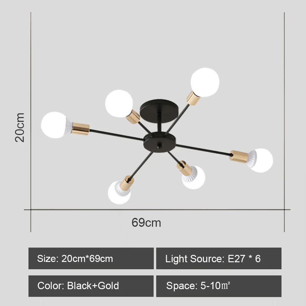 LED Metal Chandeliers for Living Room - Stylish Ceiling Light for Home Decor