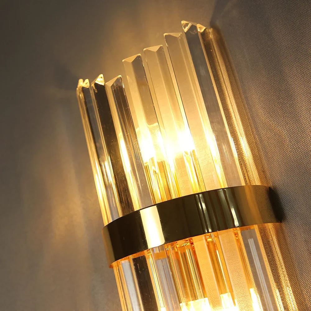 Modern Gold Crystal Wall Sconce LED Light for Living Room Bedroom Decor