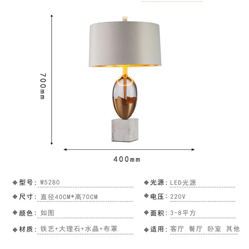 Crystal Table Lamp: Nordic Light Luxury Design for Bedroom Bedside