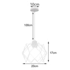 White Cage Industrial Pendant Light Fixture - Modern Loft Hanging Lamp