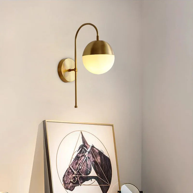 Luxury Gold Glass Ball Wall Lamp for Living Room Bedroom Dining Decor