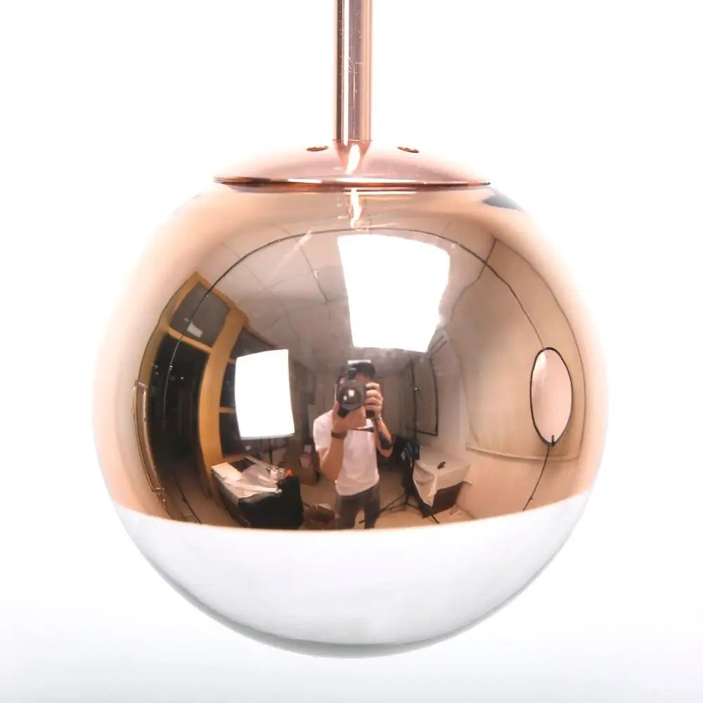Silver Mirror Ball LED Pendant Light for Kitchen Living Room Bedroom