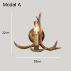 Deer Horn Resin Wall Lamp with Warm White LED Light