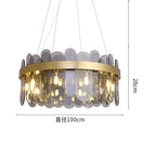 Luxury Gold Metal LED Chandeliers with Adjustable Brightness and Grey/White Glass