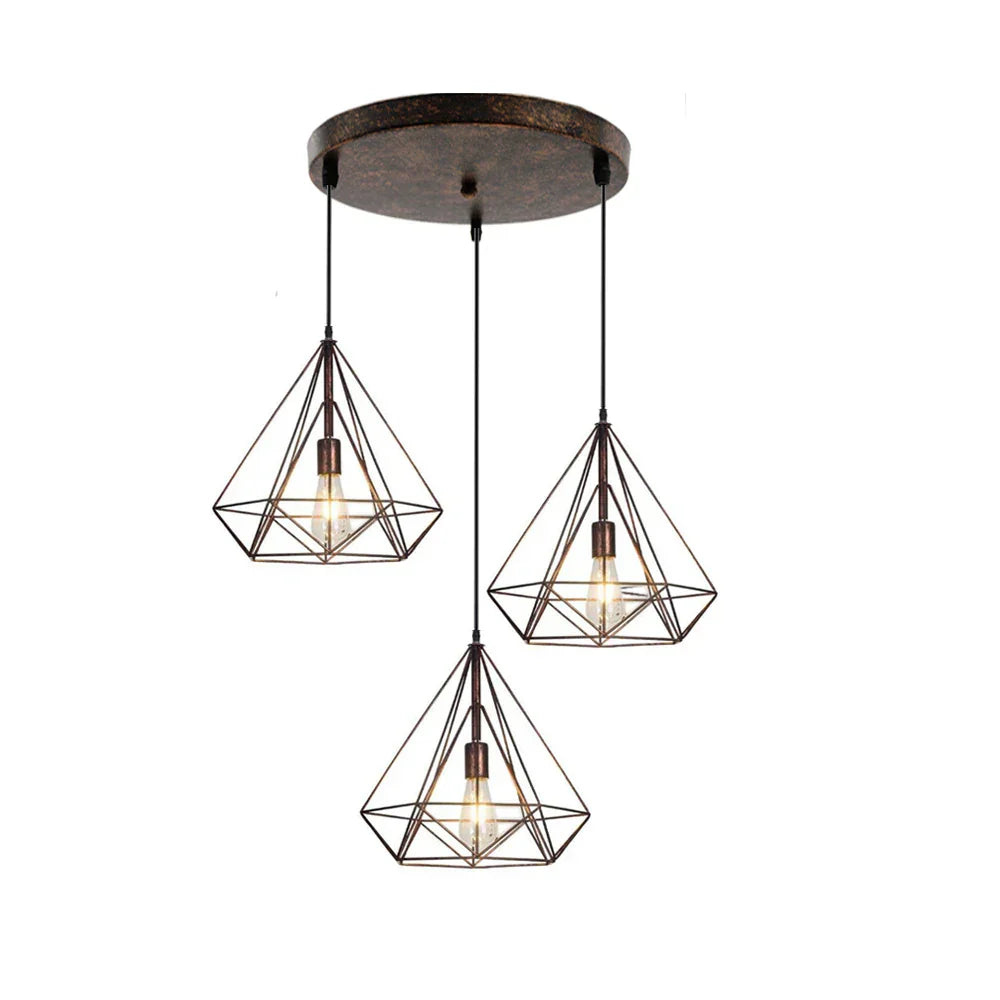 Industrial LED Pendant Light Vintage Loft Cage Hanging Lamp for Home Decor