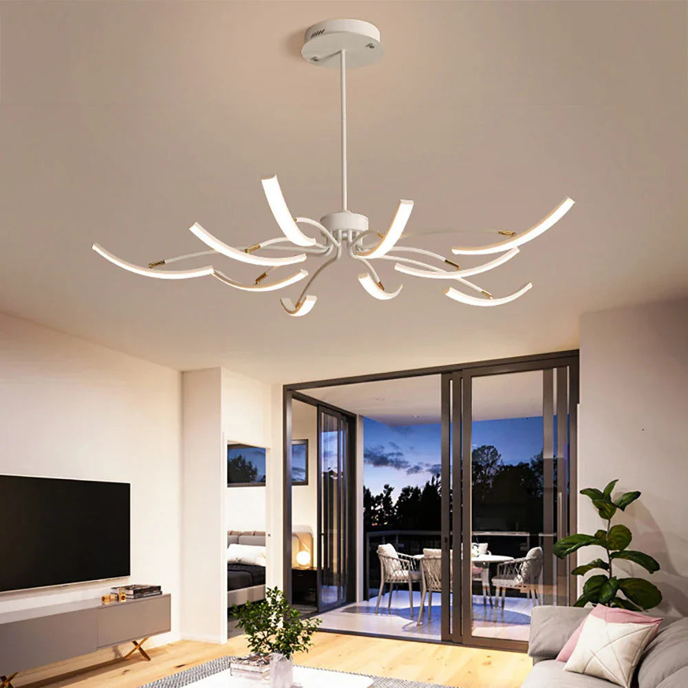 Modern Matte Black/White LED Ceiling Light for Living Room Bedroom, Adjustable