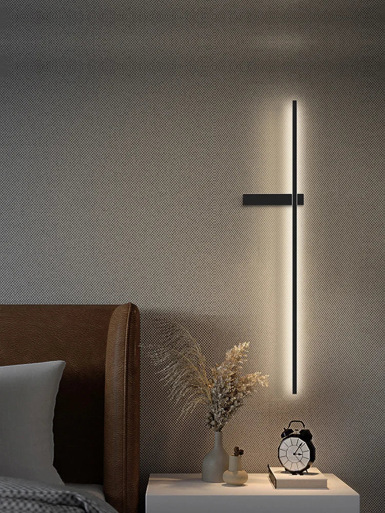 Modern Black Long Strip Wall Lamp for Bedroom Living Room TV Background
