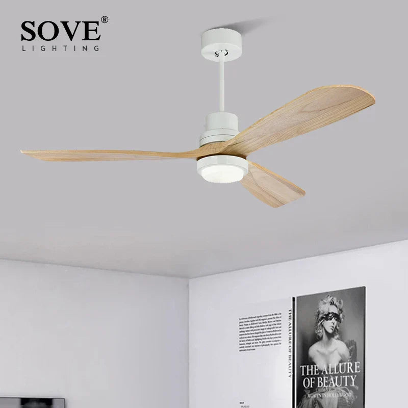 Wood Ceiling Fan with Remote Control | Bedroom 220V