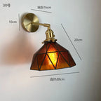 Nordic Glass Wall Lamp Rotatable Brass Bedside Sconce Light Fixture by Afralia™