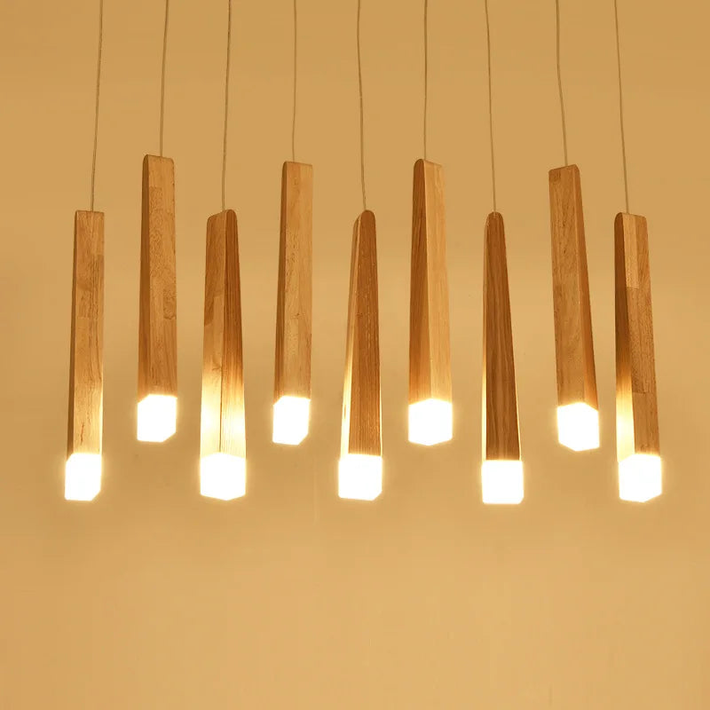 Solid Wood Pendant Light: LED Art Deco for Restaurant, Bar, Living Room