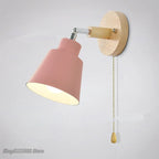 Nordic Wooden Wall Lights with Zipper Switch, Rotatable Modern Macaroon Sconce