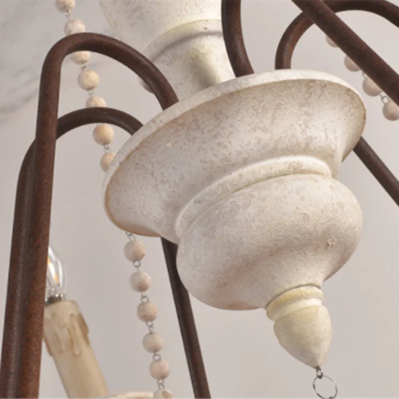 Wooden Retro Loft Chandelier - Mid Century Rustic Lighting for Living Room