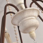 Wooden Retro Loft Chandelier - Mid Century Rustic Lighting for Living Room