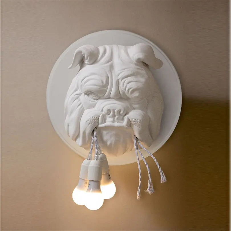 Bulldog Resin Wall Lamp for Living Room and Corridor Decor
