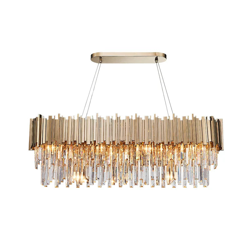 Gold Metal LED Pendant Lights Adjustable Living Room Dining Round Fixture