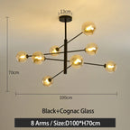 Black/Gold G9 LED Chandelier for Living Room Bedroom Modern Pendant Lighting