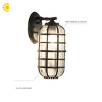 Retro Vintage Black Glass Outdoor Wall Sconce Luminaire