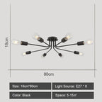Modern Rod Iron Sputnik Chandelier Vintage Ceiling Lamp for Home Lighting