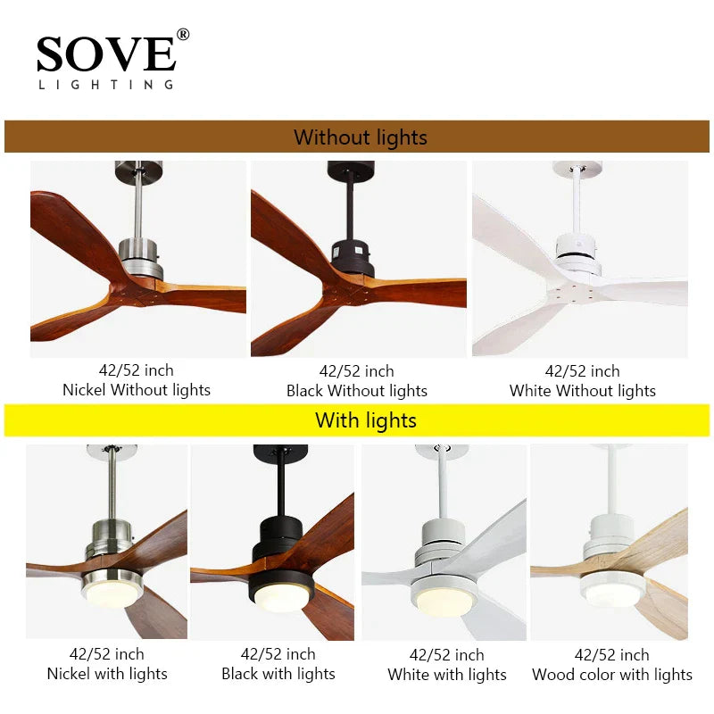 Wood Ceiling Fan with Remote Control | Bedroom 220V