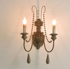 Vintage Wood Bead Wall Sconce Farmhouse Lighting