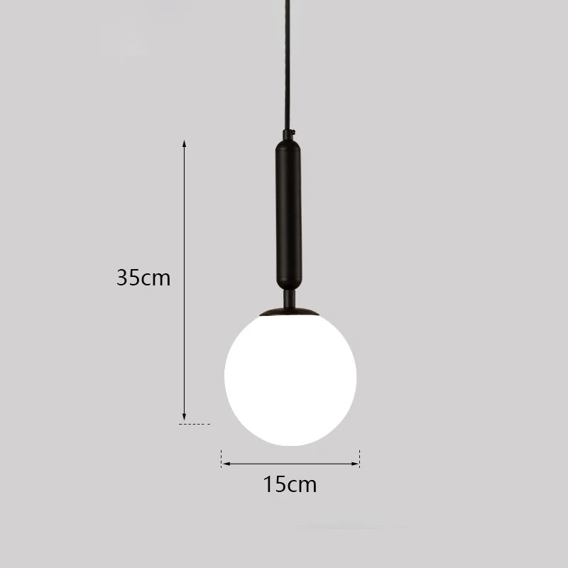 Glass Ball LED Pendant Light for Bedroom and Bar, Modern Globe Hanging Ceiling Lamp