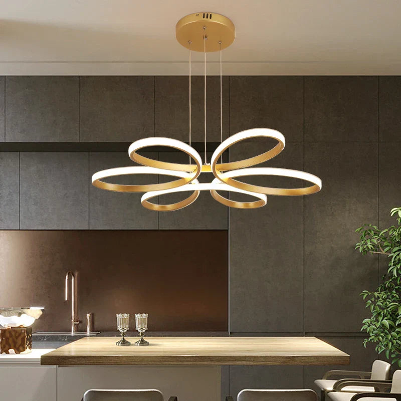 LED Ceiling Chandelier: Remote Control Modern Aluminum Bedroom Living Room Lamp